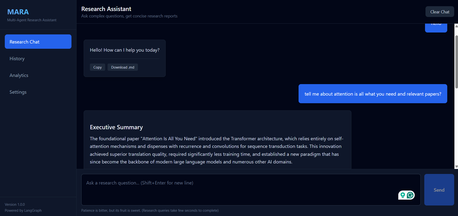 MARA - Multi-Agent AI Research Assistant screenshot