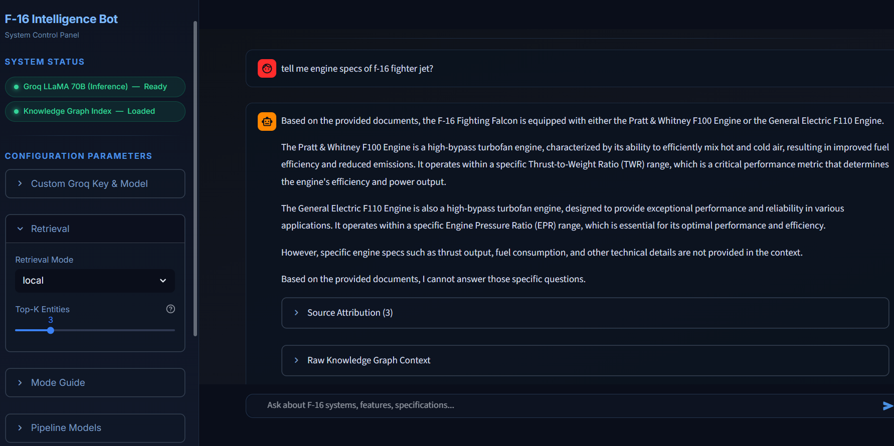 Knowledge Graph RAG for Aerospace Technical Documentation screenshot